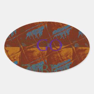 Adesivo Oval Savannah Safari deixa Zebra Hakuna Matata mais