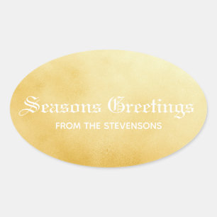 Adesivo Oval Seasons Saudações Douradas