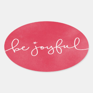 Adesivo Oval Seja Joyly Red Watercolor Sticker