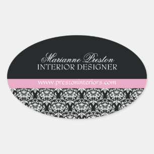 Adesivo Oval Selo elegante do damasco