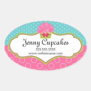 Adesivo Oval Selo lunático da caixa da padaria do cupcake