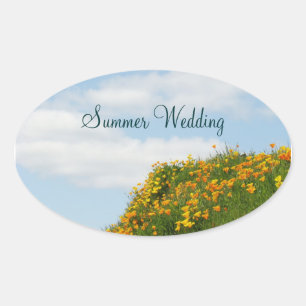 Adesivo Oval Selos de Casamento de Verão envelopes Convites Pop
