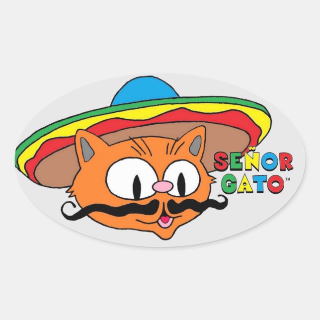 adesivo oval senhor gato (Frente)