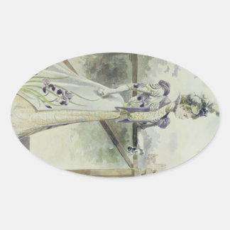 Adesivo Oval Senhora Vitoriana - Moda Francesa Vintage - Lavand