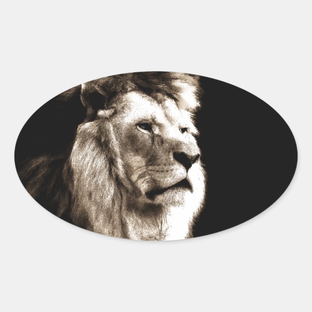 Adesivo Oval Sepia Lion (Frente)
