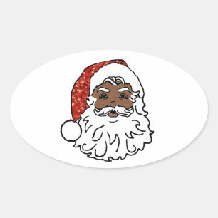 Adesivo Oval sequins Papai Noel preto