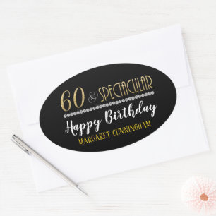 Adesivo Oval Sessenta & aniversário de prata Dourado