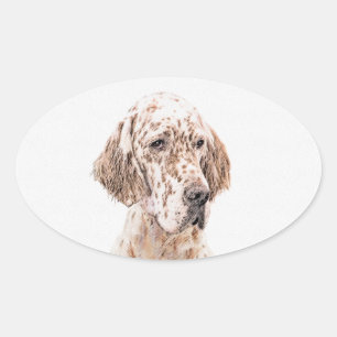 Adesivo Oval Setter Inglês Laranja Belton - Pintura de Cão