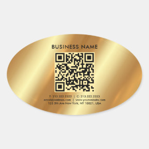Adesivo Oval Seu Modelo personalizado Texto logotipo Código QR 