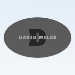 Adesivo Oval Seu Nome ou Nome da Empresa Moderno Masculino Ci