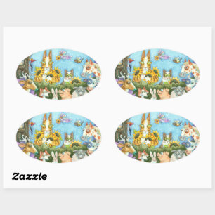 ADESIVO OVAL SEUS GATOS E MENAGÉRIOS DE AMIGOS, ENGRAÇADOS