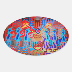 Adesivo Oval Shaman Ritual Huichol