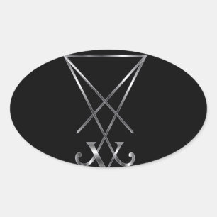 Adesivo Oval Sigil do símbolo de Lucifer- A do satanism