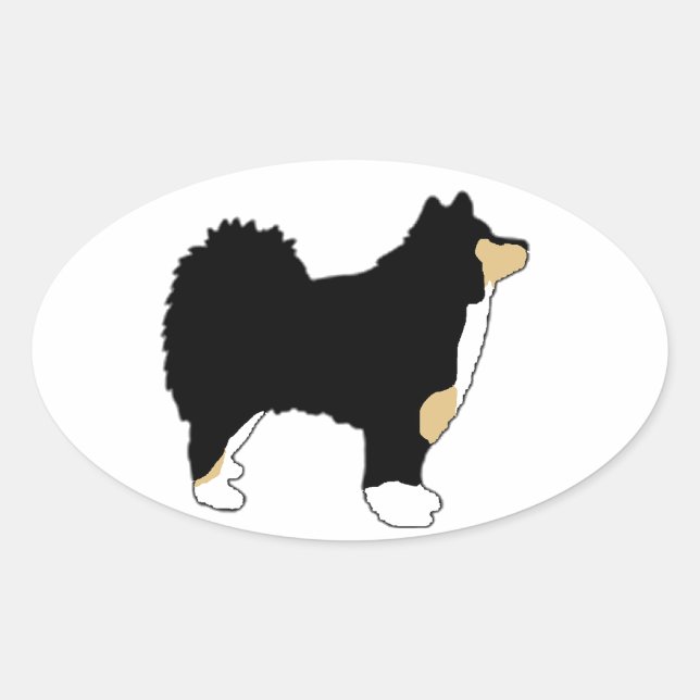 Adesivo Oval silhueta colorida de lapphund finlandês (Frente)