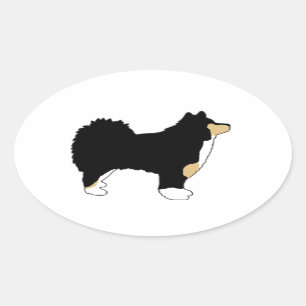 Adesivo Oval silhueta colorida de lapphund finlandês