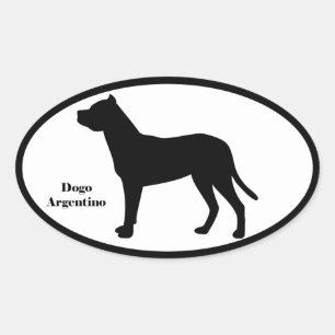 Adesivo Oval Silhueta de Dogo Argentino