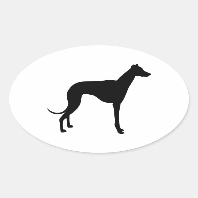Adesivo Oval Silhueta de Greyhound (Frente)
