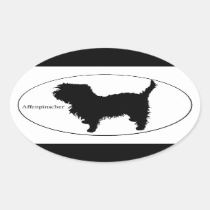 Adesivo Oval Silhueta do Affenpinscher