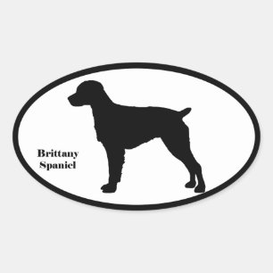 Adesivo Oval Silhueta do Spaniel de Brittany