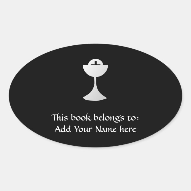 Adesivo Oval Silver Chalice e Host (Frente)