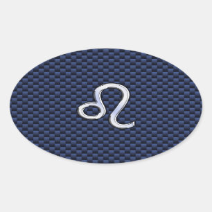 Adesivo Oval Silver Leo Zodiac Símbolo Marinho de Impressão d