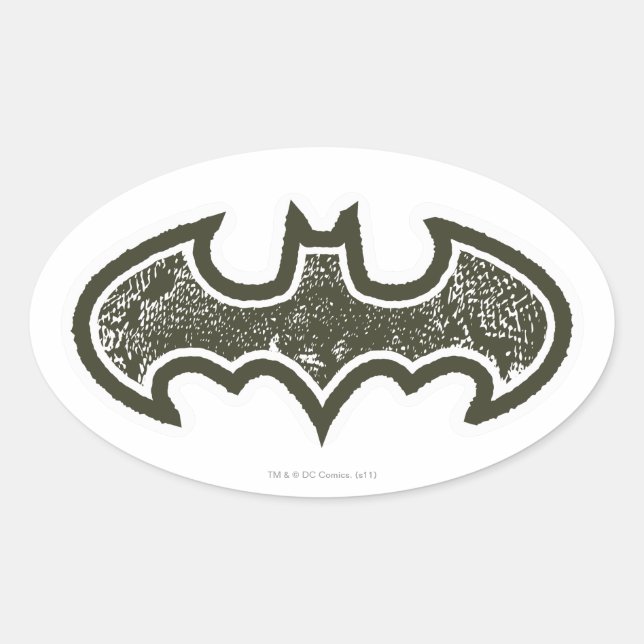 Adesivo Oval Símbolo Batman | Logotipo Nouveau (Frente)