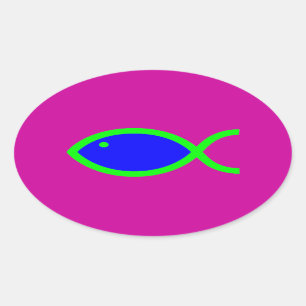 Adesivo Oval Símbolo cristão dos peixes - RUIDOSAMENTE! Azul 