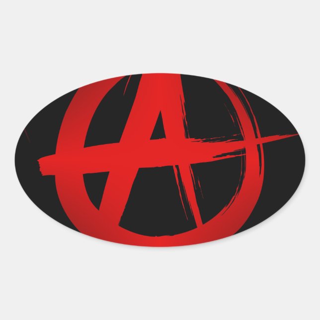 Adesivo Oval Símbolo de anarquia (Frente)