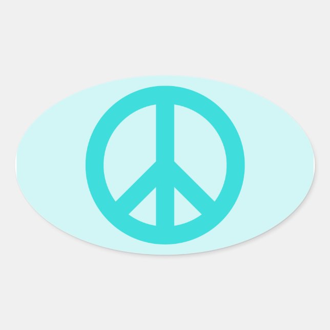 Adesivo Oval Símbolo de Paz Aqua Suave (Frente)