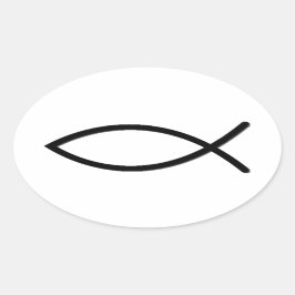 Adesivo Oval Símbolo de Peixe Ichthus