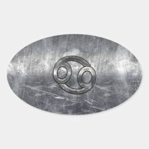Adesivo Oval Símbolo do zodíaco do cancer no estilo industria