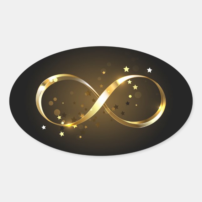 Adesivo Oval Símbolo Infinity do ouro (Frente)