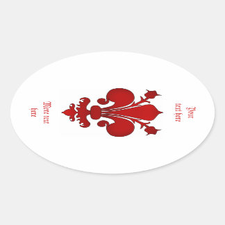 Adesivo Oval Símbolo vermelho-escuro de pulgas de lis