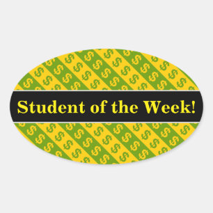 Adesivo Oval Sinais de Dólar Verde e Amarelo ($) Padrão Strik