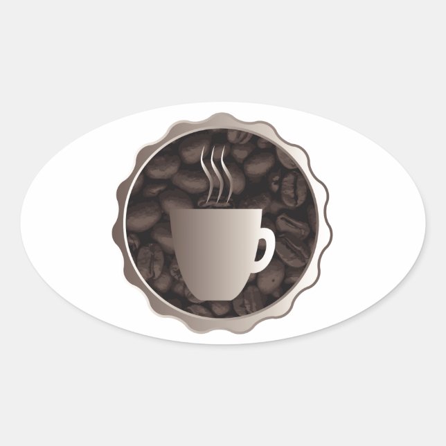 Adesivo Oval Sinal de Café Torrado (Frente)