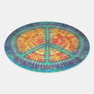 Adesivo Oval Sinal de Paz Tie Dye PhatDyes