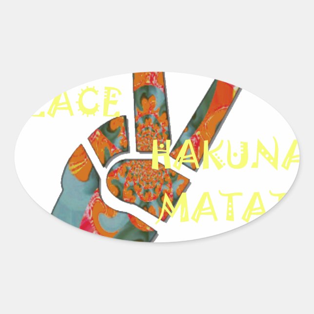 Adesivo Oval Sinal de Vibes de Hakuna Matata (Frente)