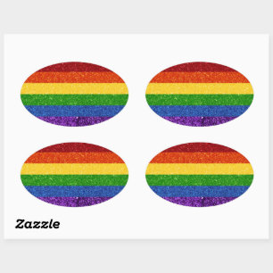 Adesivo Oval Sinalizador do Orgulho do Arco-Íris LGBT
