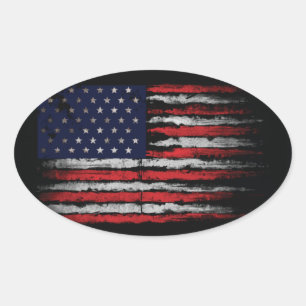 Adesivo Oval Sinalizador Grunge U.S.A