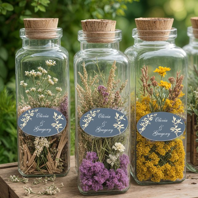 Adesivo Oval Sinfonia Floral de eterno em Azul (Criador carregado)