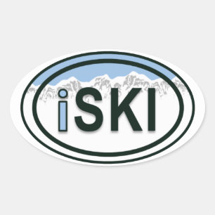 Adesivo Oval Skiing iSKI Oval Mountain Tag Stickers