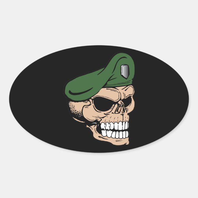 Adesivo Oval Skull Green Beret (Frente)