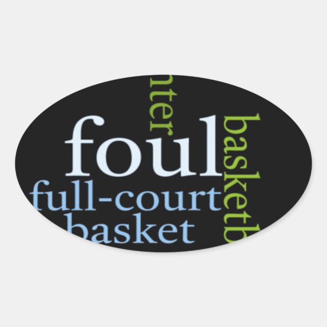 Adesivo Oval Slam Dunk das Palavras: Jogo de Basquete dos Campe (Frente)