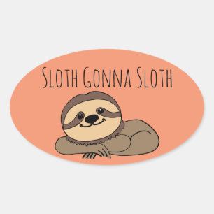 Adesivo Oval Sloth Stickers