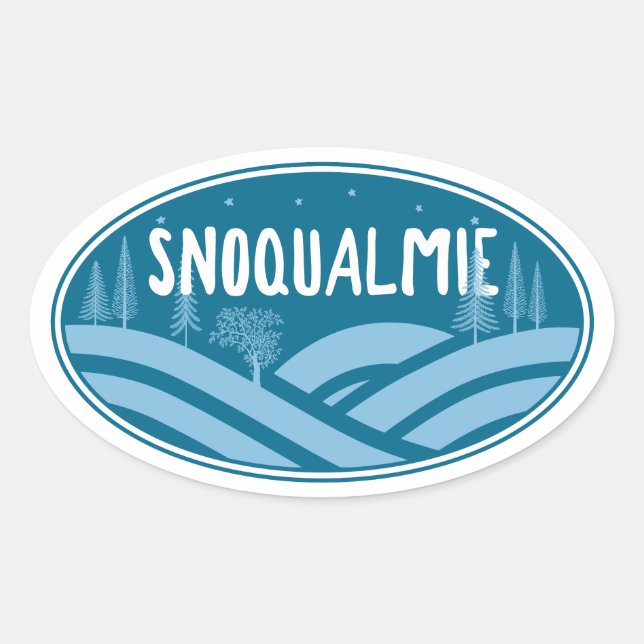 Adesivo Oval Snoqualmie Washington Outdoors (Frente)