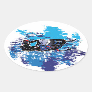 Adesivo Oval Snowmiobile Colorida a apanhar um Alto Desvio
