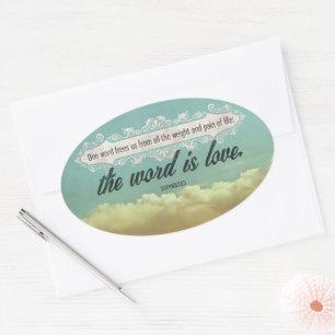 Adesivo Oval Sófocles Citação Inspiracional "Amor"