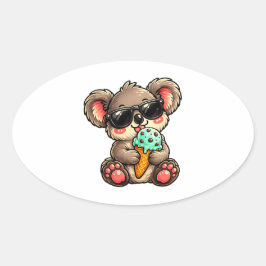 Adesivo Oval Sorvete de Koala Legal