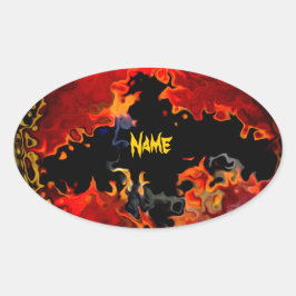 Adesivo Oval Spooky Bat on Fire