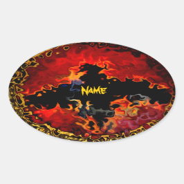 Adesivo Oval Spooky Bat on Fire